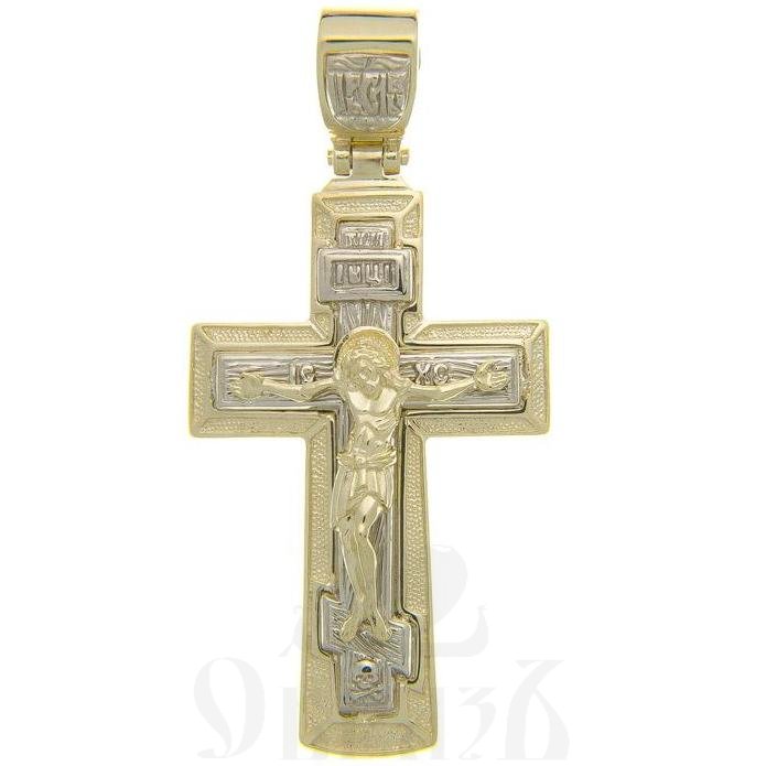 золотой крест с молитвой "трисвятое", 585 проба желтого и белого цвета (арт. п30020-з5жб)