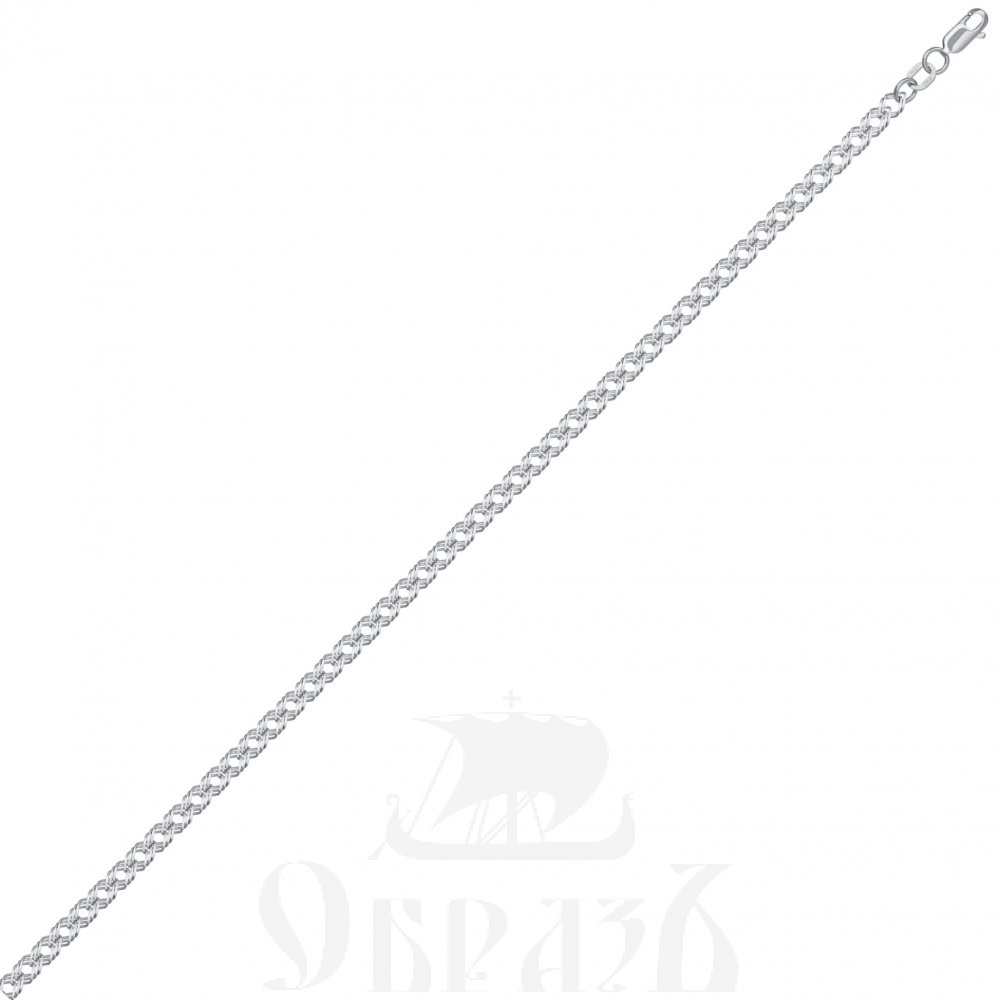 цепь плетение "тройной ромб" серебро 925 пробы с родиевым покрытием (арт. нц 22-203-3 d0,40)