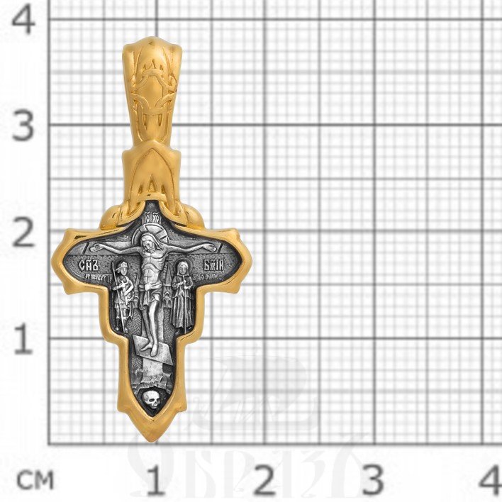 крест «распятие. смоленская икона божией матери», серебро 925 проба с золочением (арт. 101.079)